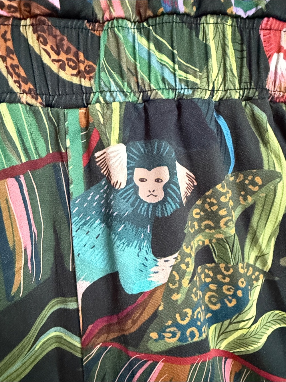 Farm Rio Monkeys Cropped Tropical Print Wide-Leg Jumpsuit - Picture 5 of 9